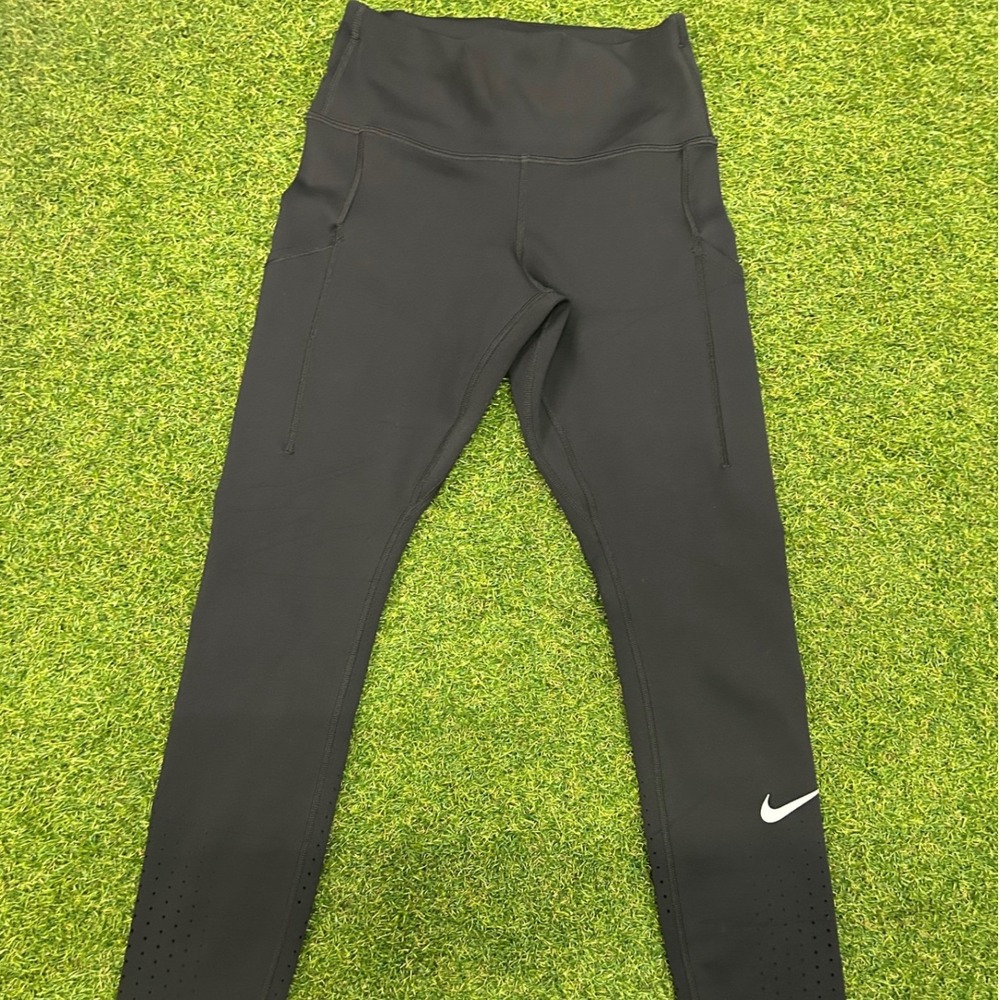Nike Dri-FIT Running Leggings Black Perforated Pockets XS CZ9240-010
